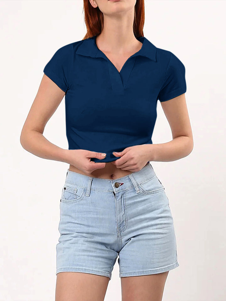 Women Crop Shirt Style Top