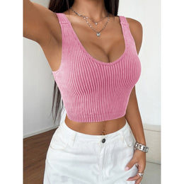 Women Ribbed Scuba Crop Top