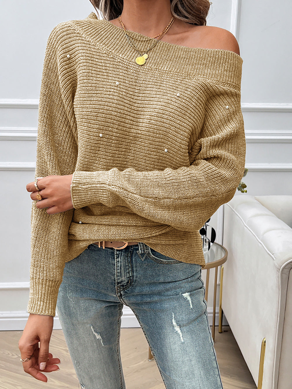 Women Solid Boat Neck Pullover