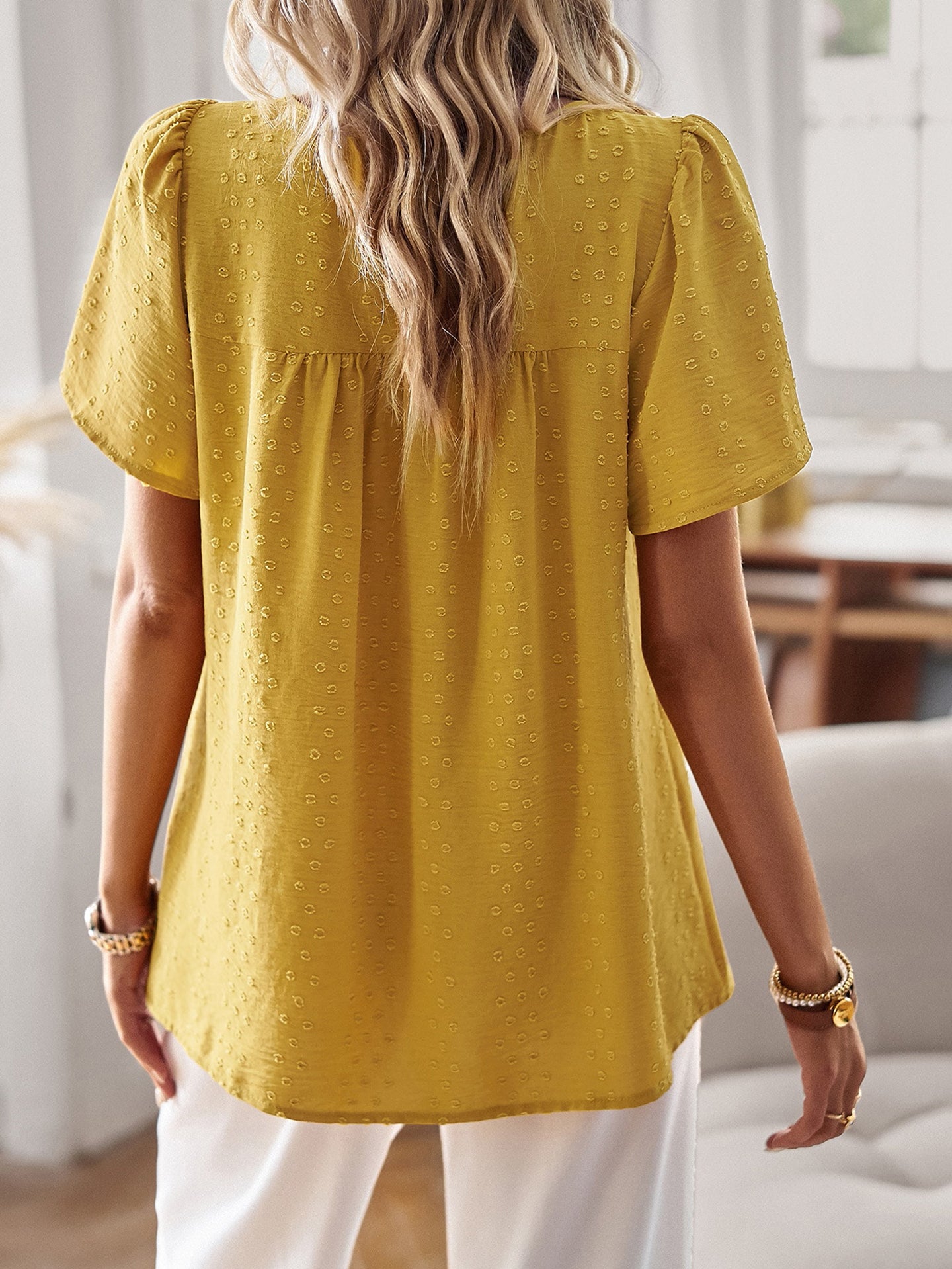 Women Puff Sleeve Peplum Top