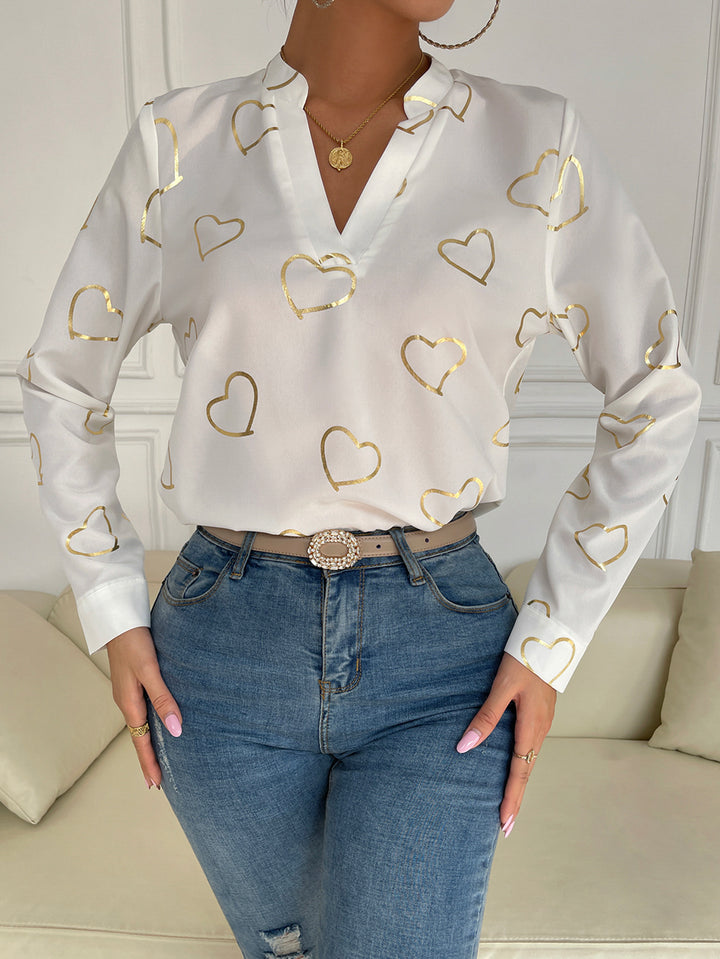 Women V-Neck Printed Top