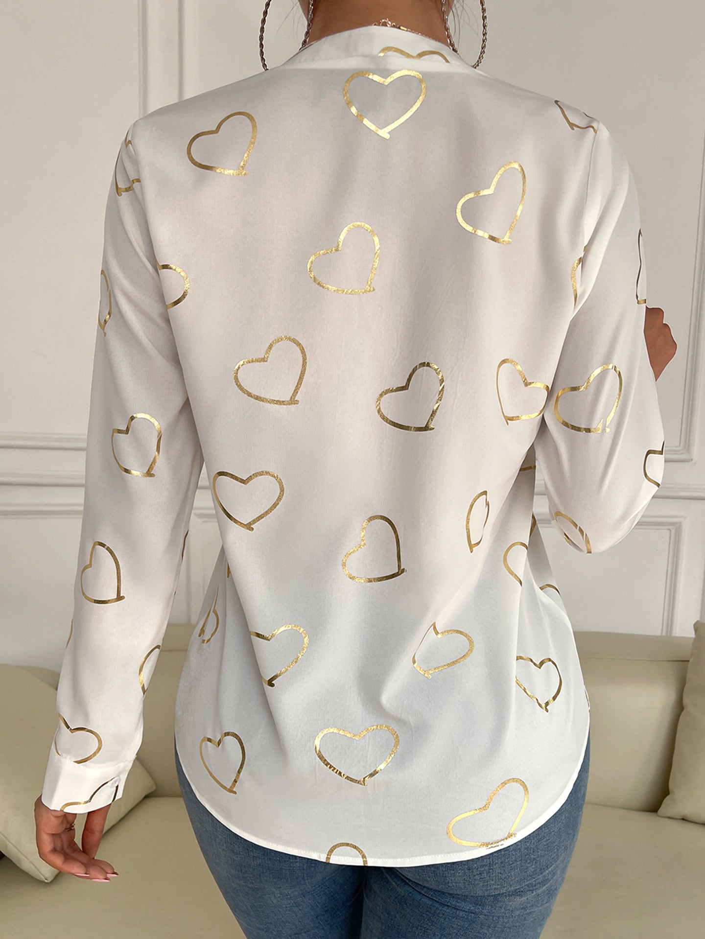 Women V-Neck Printed Top