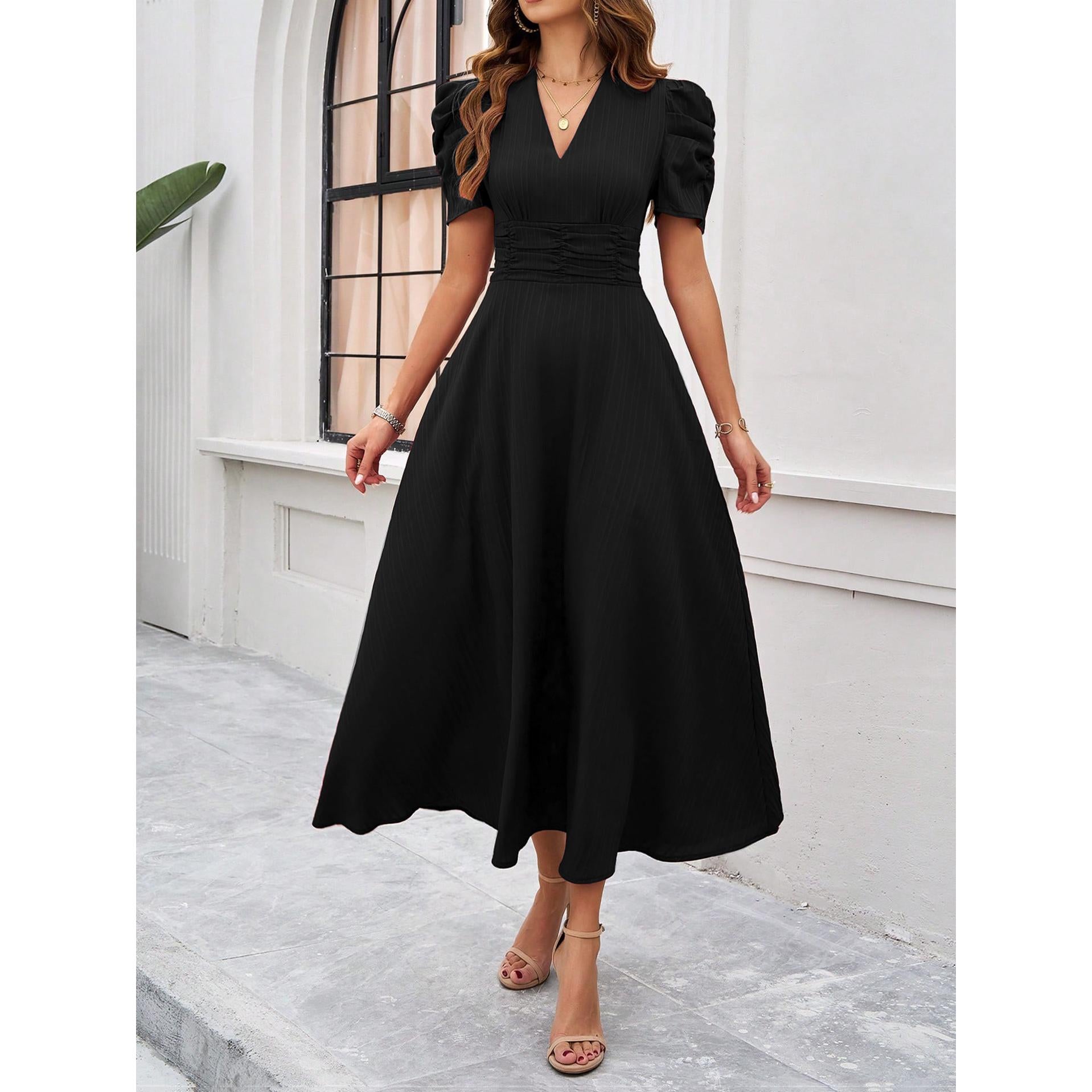 Women Tiered Fit and Flare Midi Dress