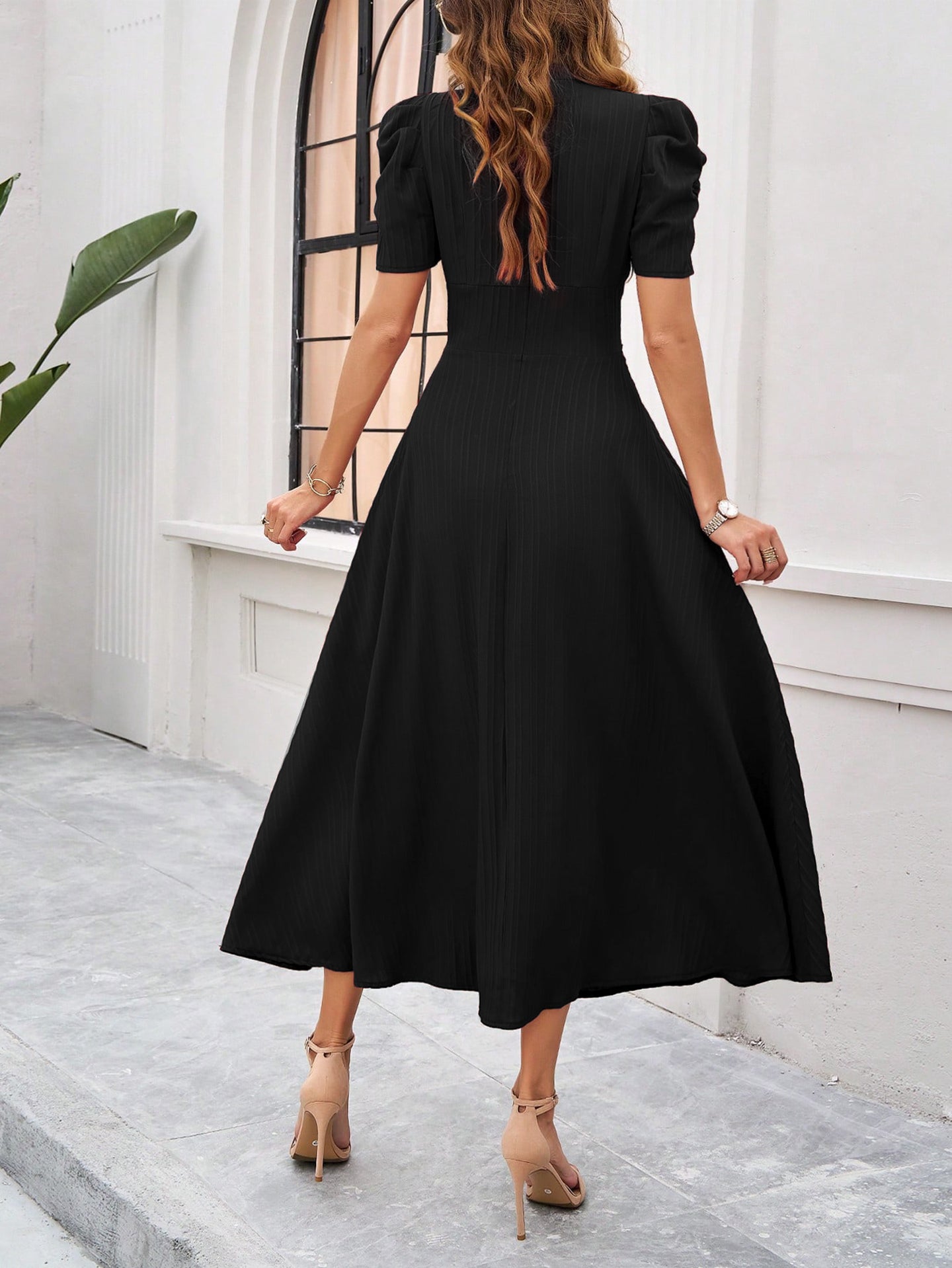 Women Tiered Fit and Flare Midi Dress