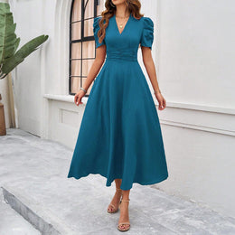 Women V-Neck A-Line Dress