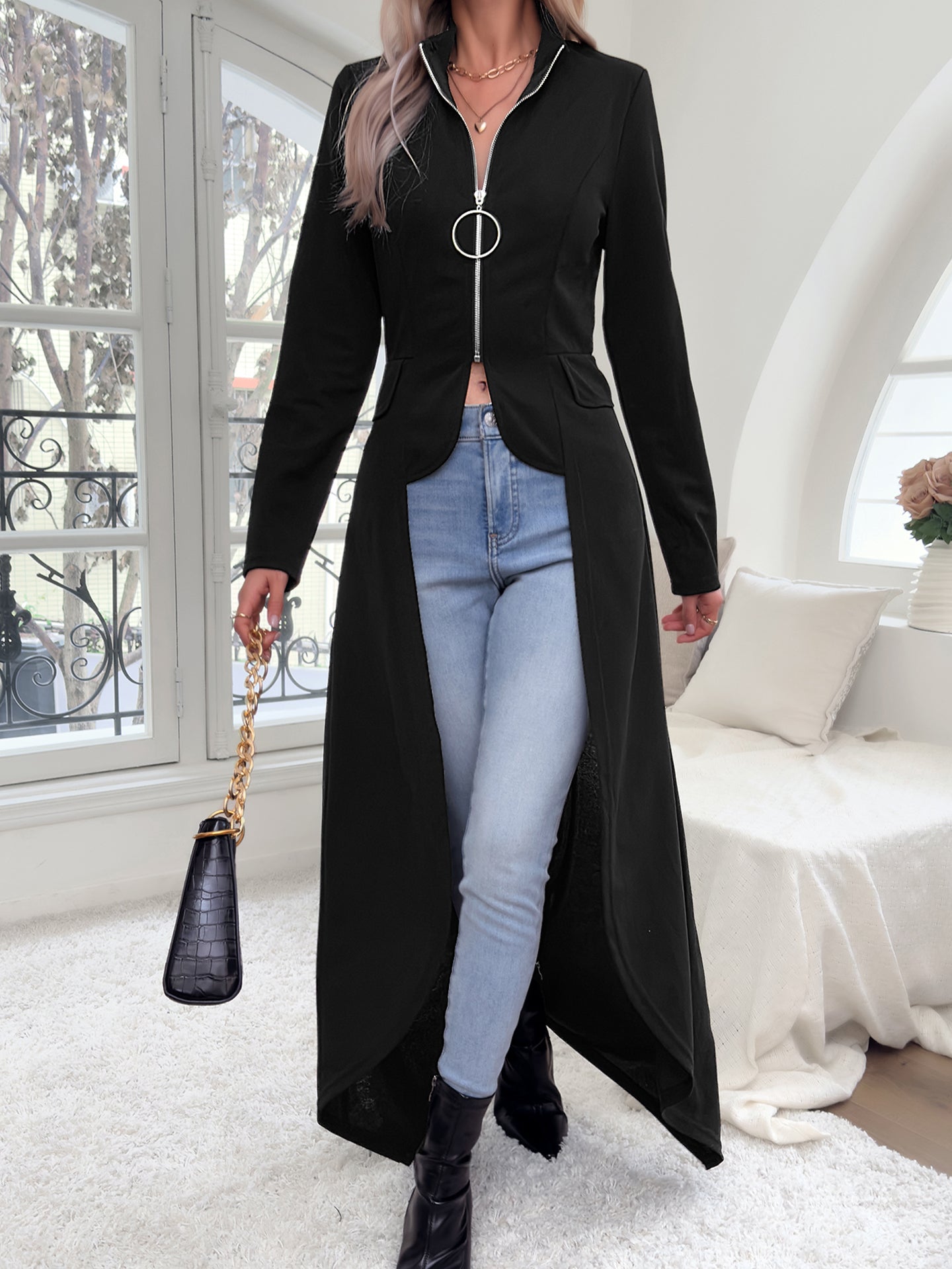 Women Longline Open Front Jacket