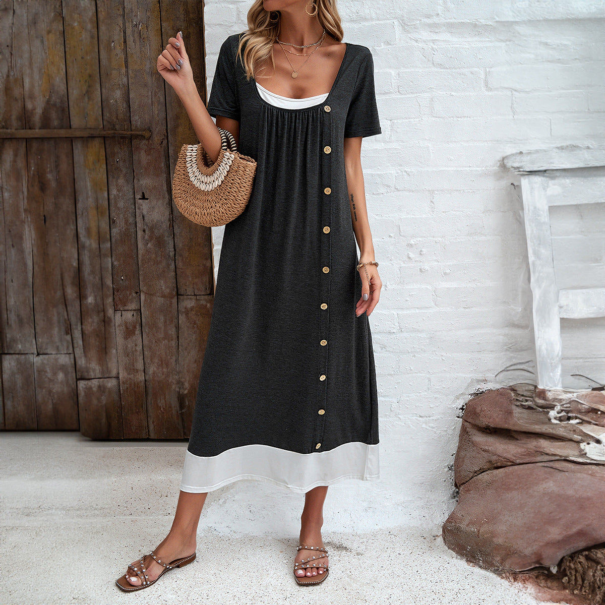 Black A-Line Midi Dress