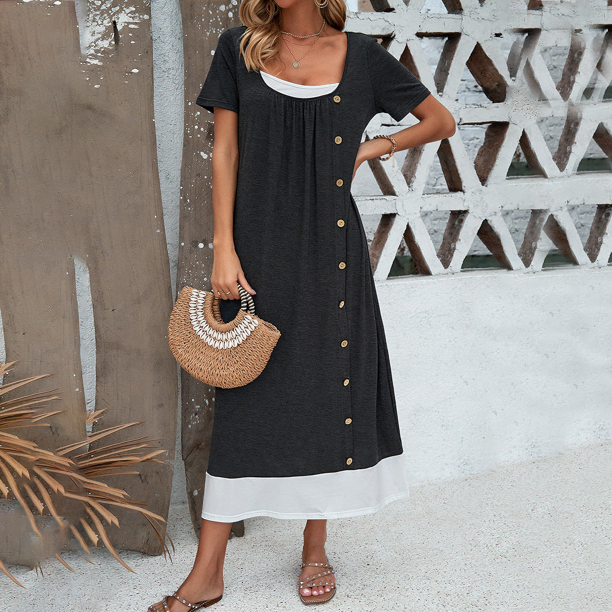 Black A-Line Midi Dress