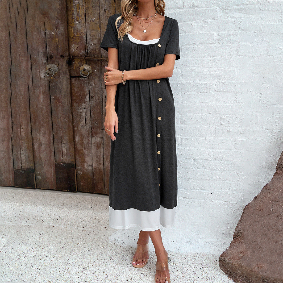 Black A-Line Midi Dress