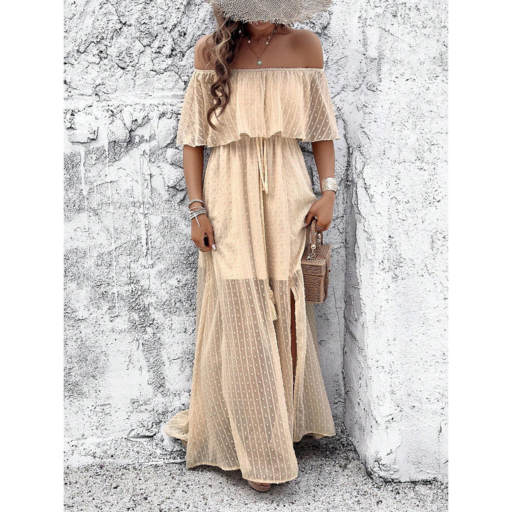 Women Self Design Off-Shoulder Maxi Dress