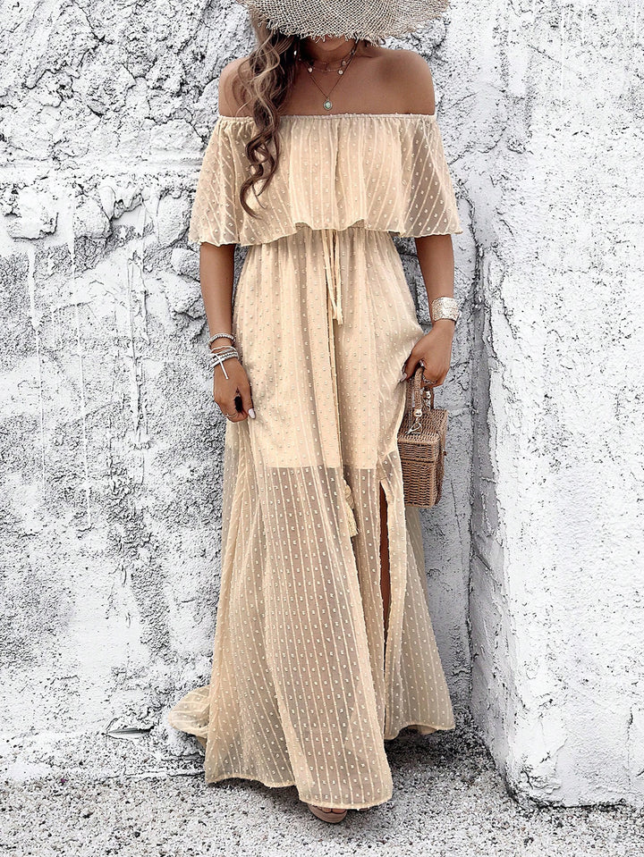 Women Self Design Off-Shoulder Maxi Dress