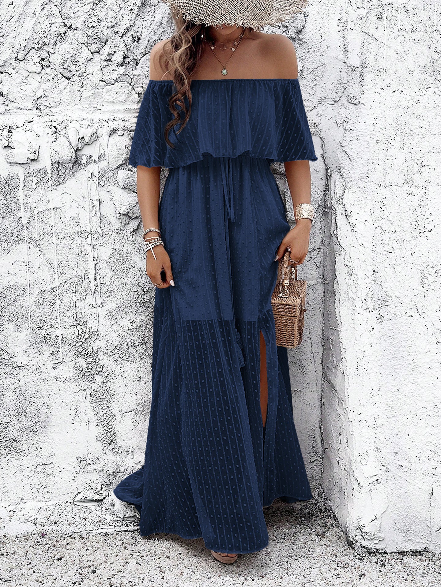 Women Off-Shoulder A-Line Maxi Dress