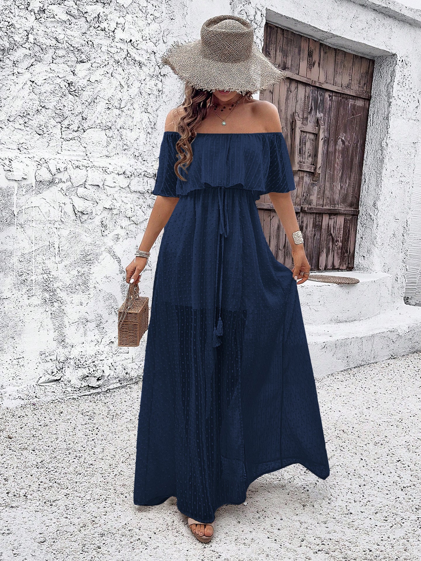 Women Off-Shoulder A-Line Maxi Dress