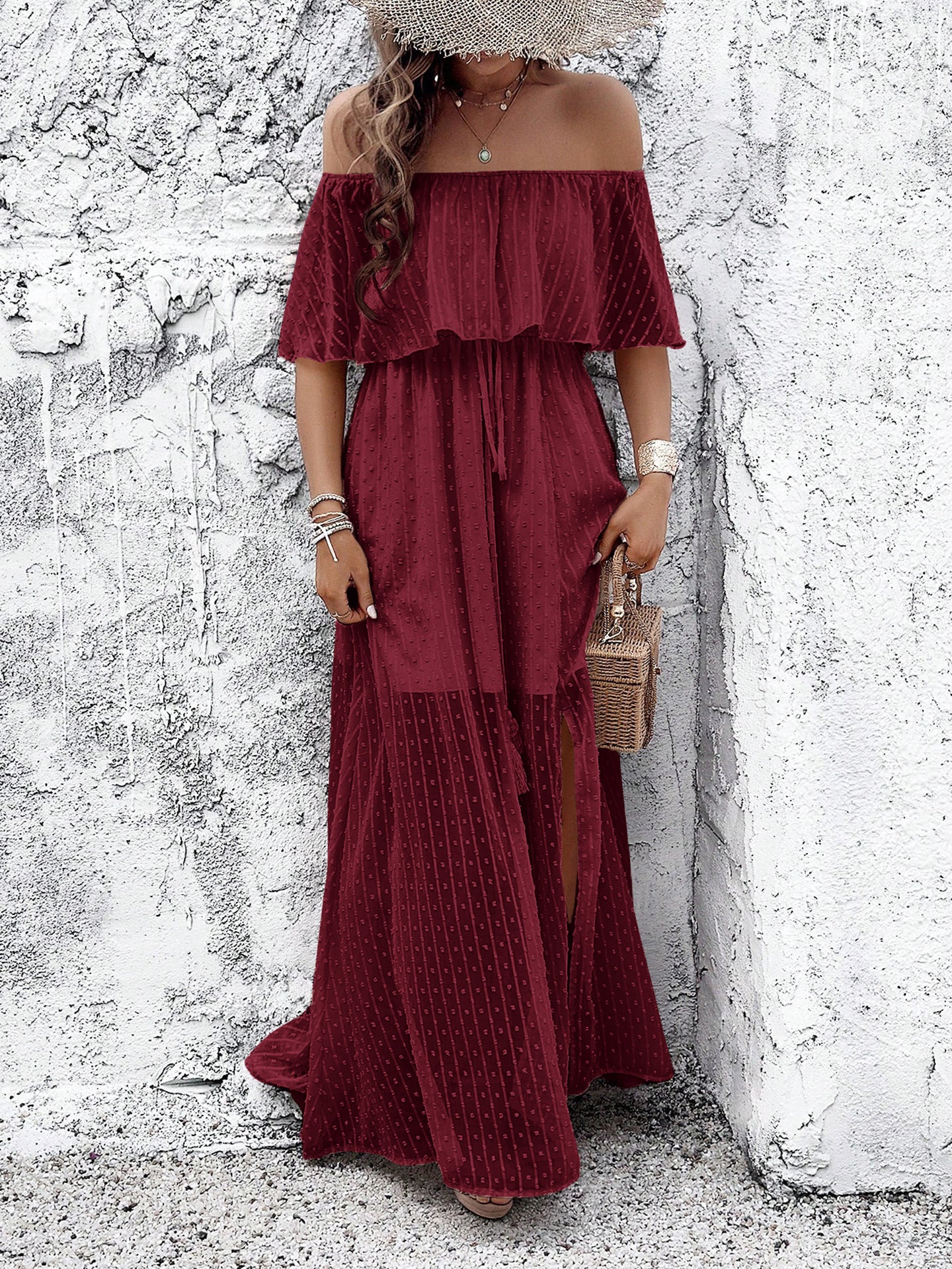Women Off-Shoulder A-Line Maxi Dress