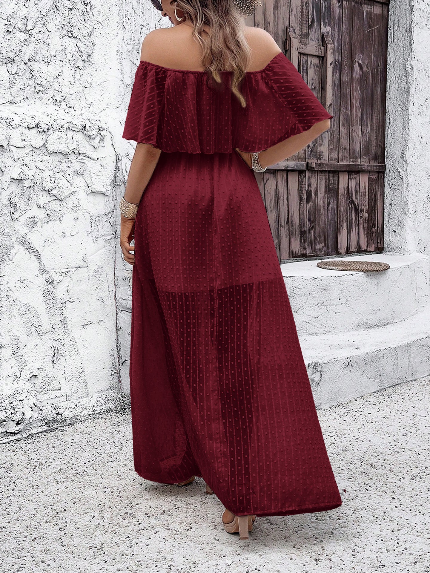 Women Off-Shoulder A-Line Maxi Dress
