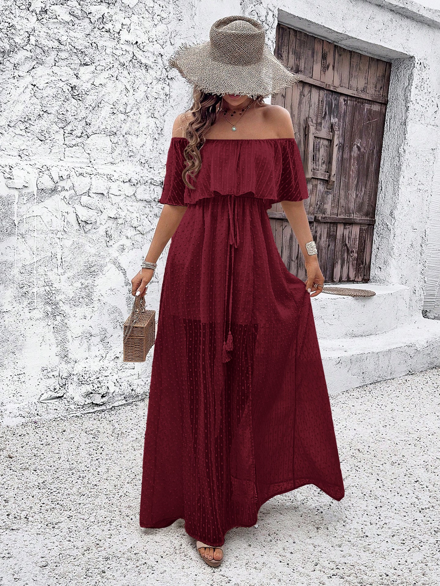 Women Off-Shoulder A-Line Maxi Dress
