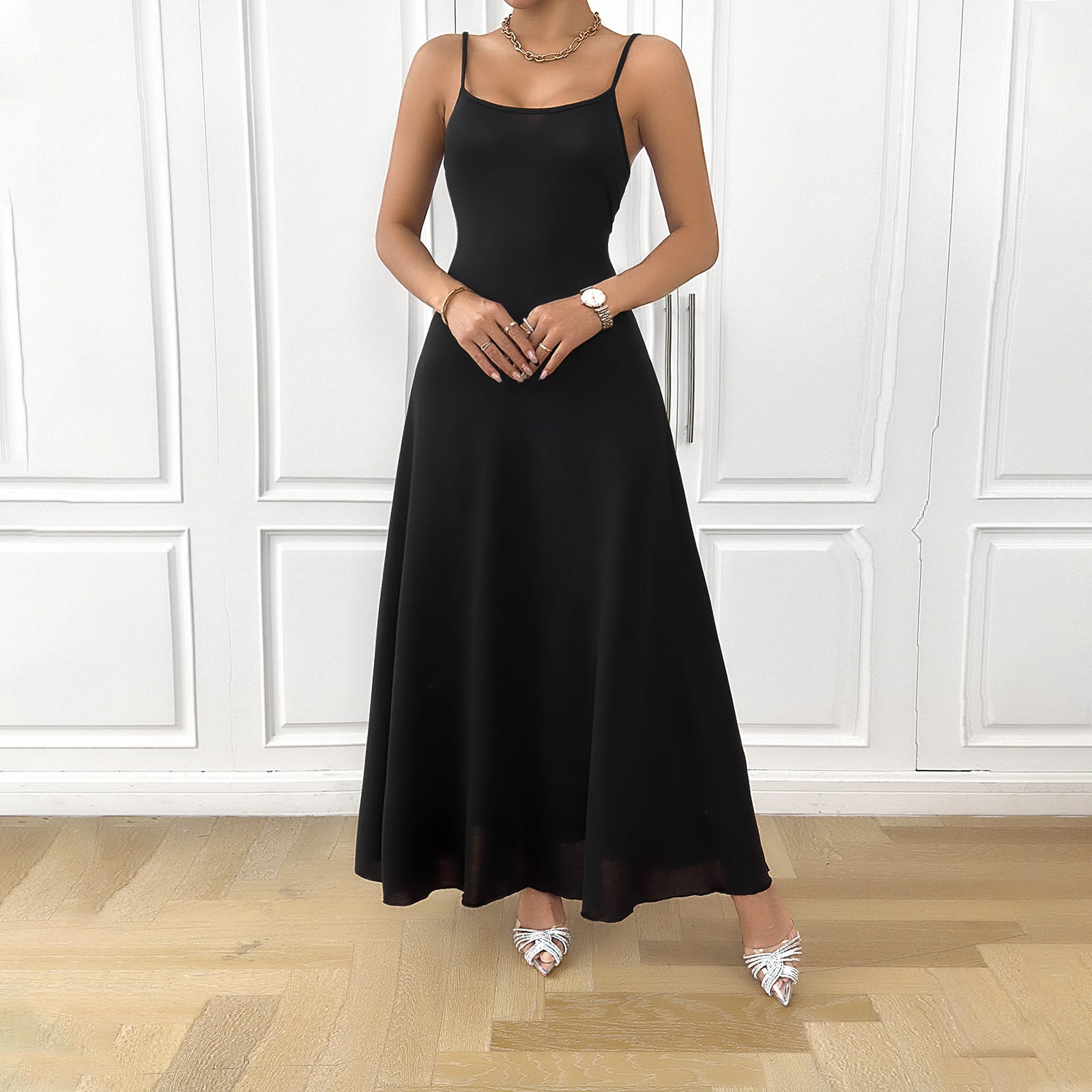 Shoulder Straps A Line Maxi Dress