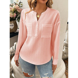 Women Mandarin Collar Shirt Style Regular Top