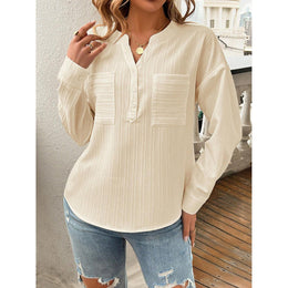 Women Mandarin Collar Shirt Style Top