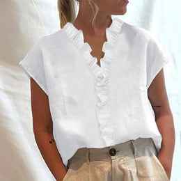 Women V-Neck Ruffles Peplum Top