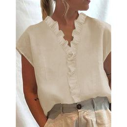 Women V-Neck Ruffles Top