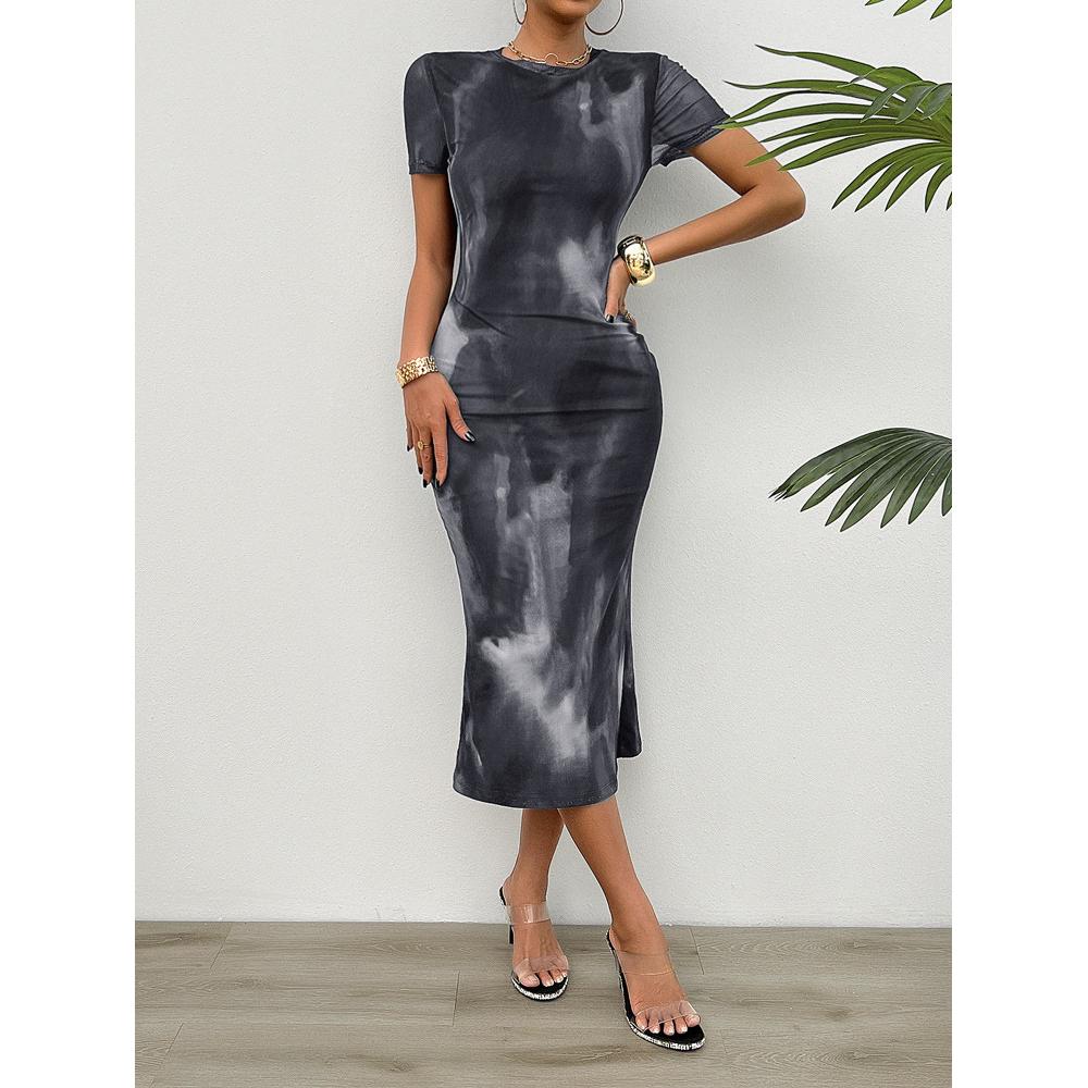 Women Print Bodycon Midi Dress