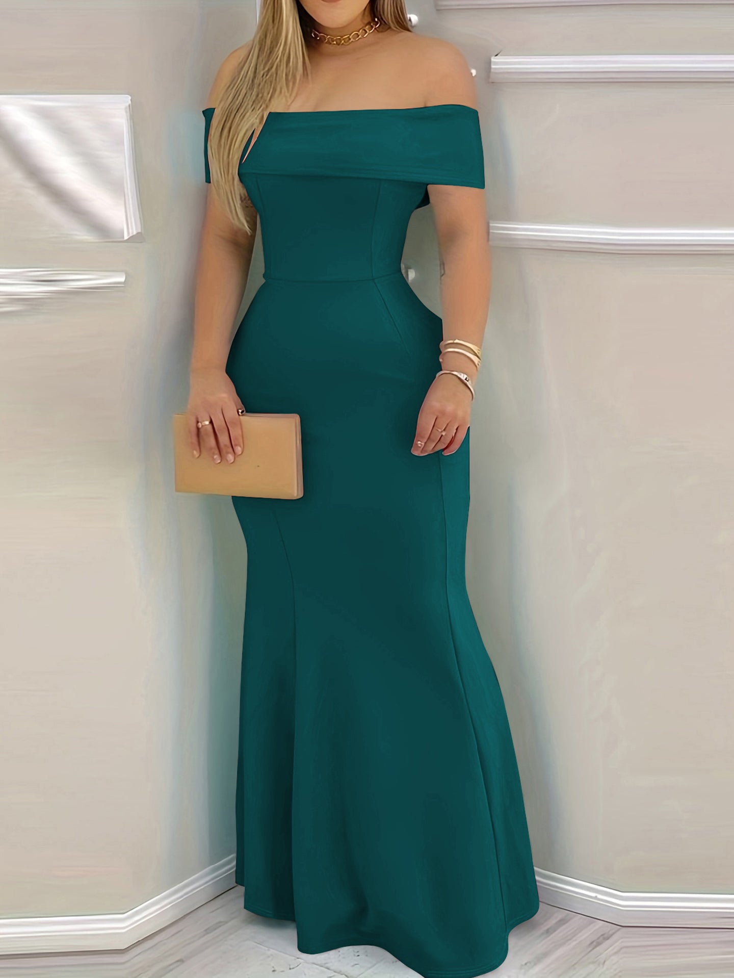 Women Off-Shoulder Bodycon Maxi Dress