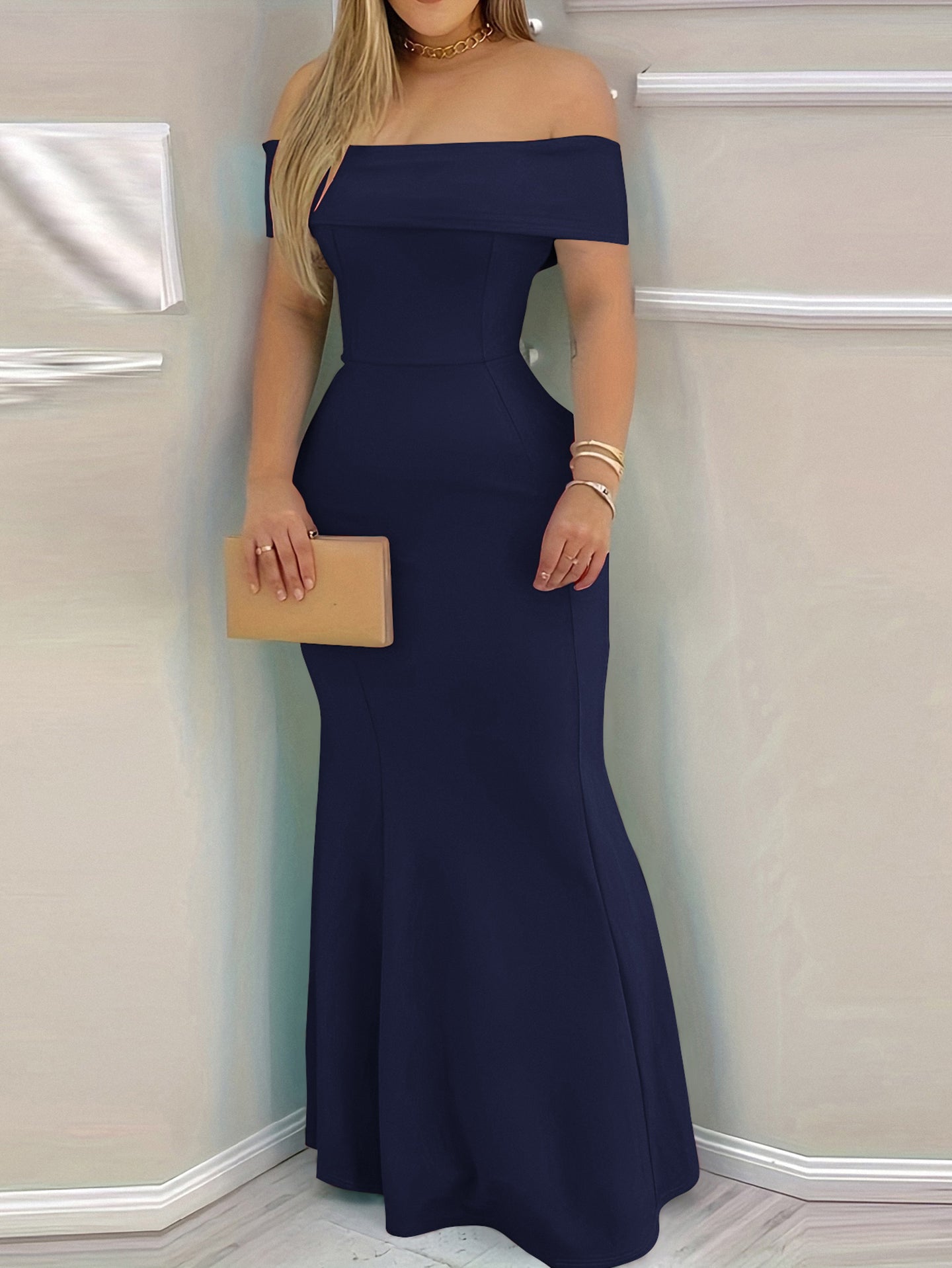Women Off-Shoulder Bodycon Maxi Dress