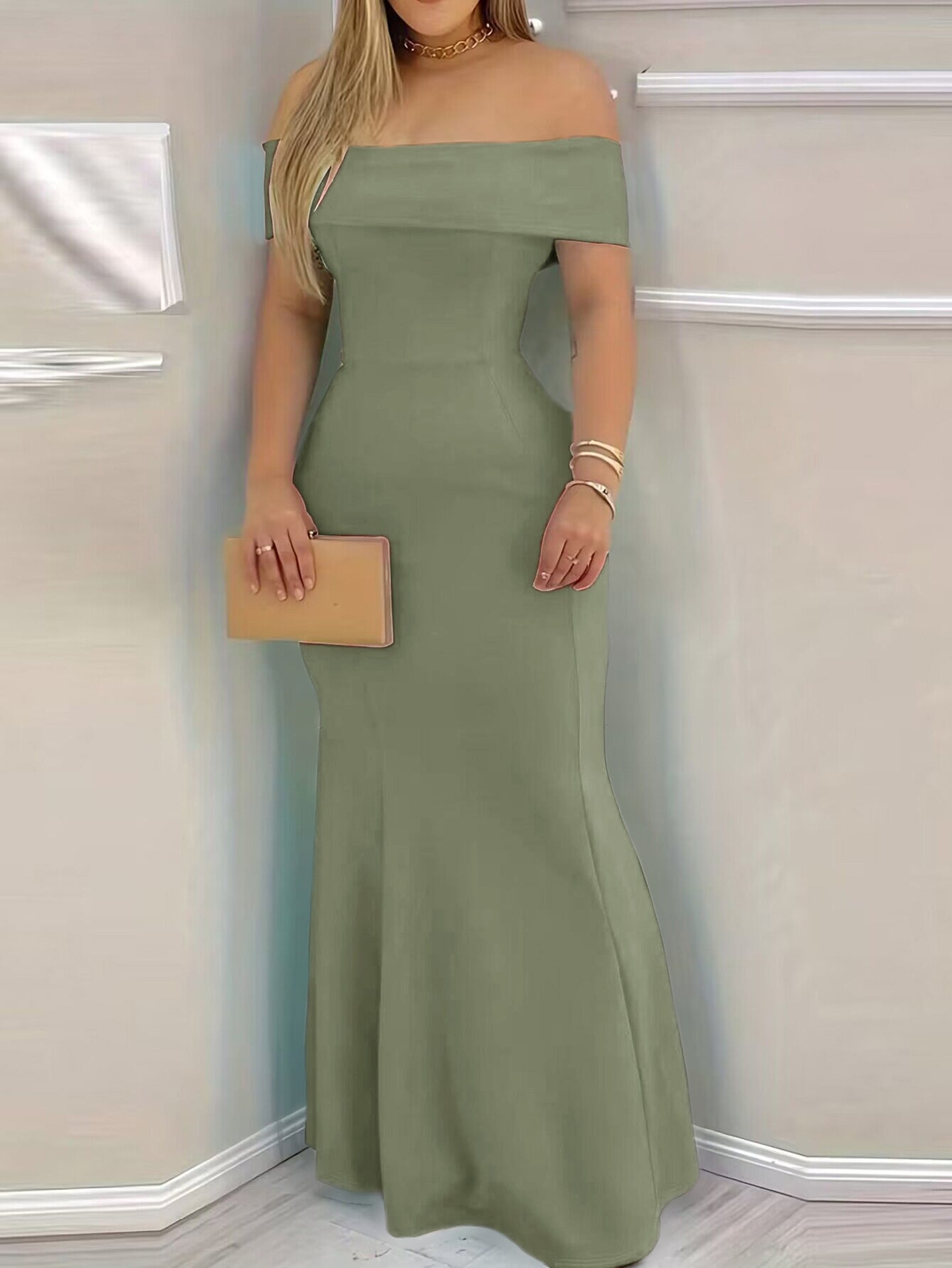 Women Off-Shoulder Bodycon Maxi Dress