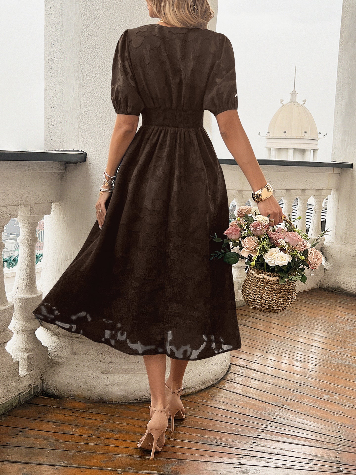Women Puff Sleeves Fit & Flare Dress