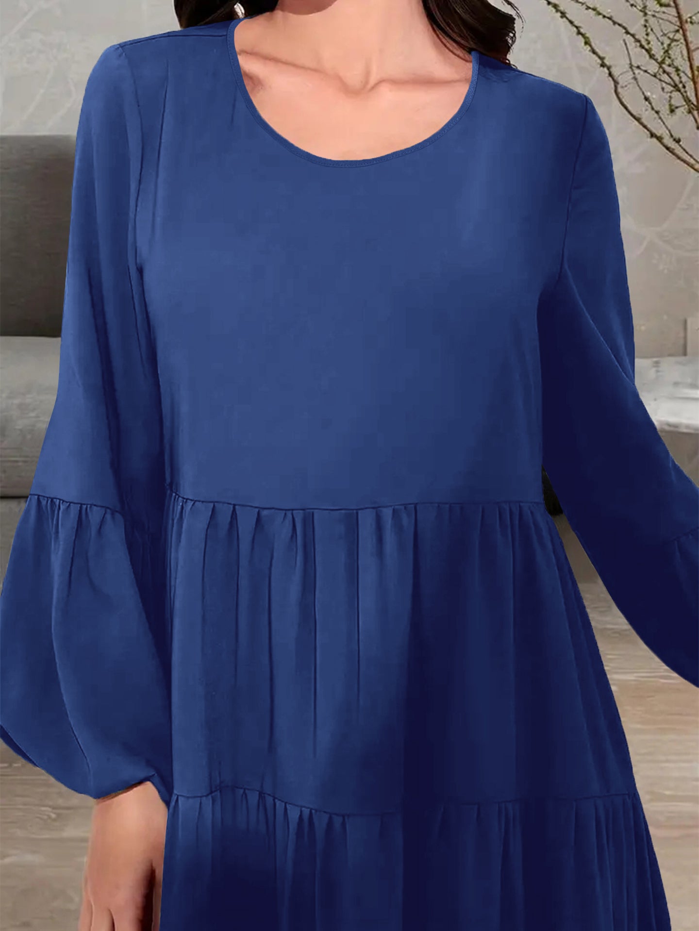 Puff Sleeve Tiered A-Line Maxi Dress