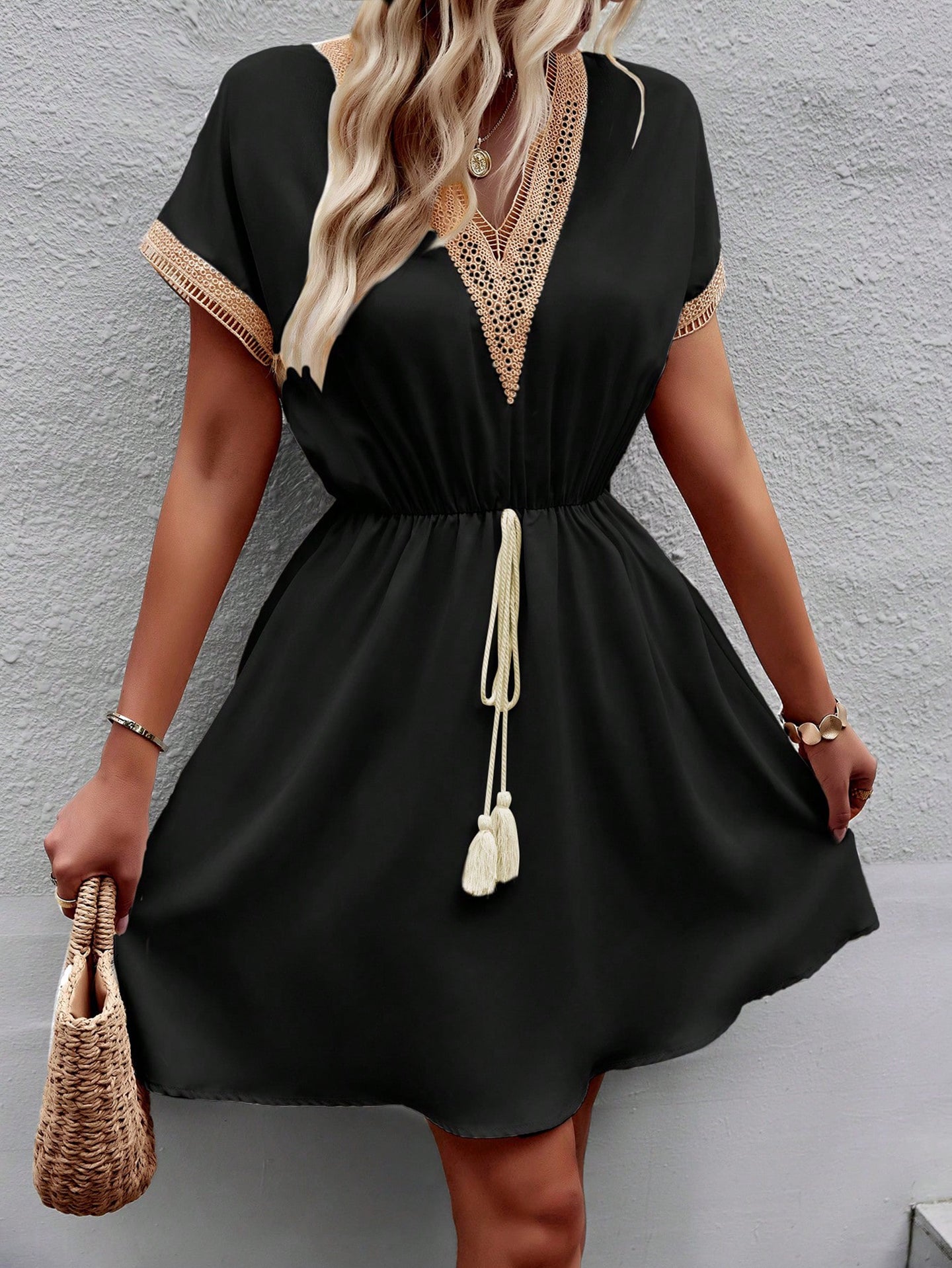 Embroidered Georgette Fit & Flare Dress
