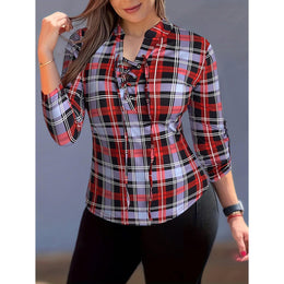 Women Checked Shirt Style Top