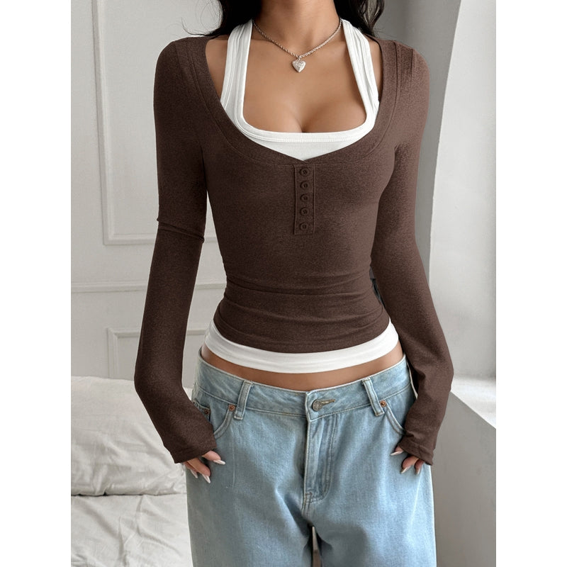 Women Scoop Neck Crop Top