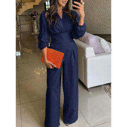Women V-Neck Culotte Jumpsuit