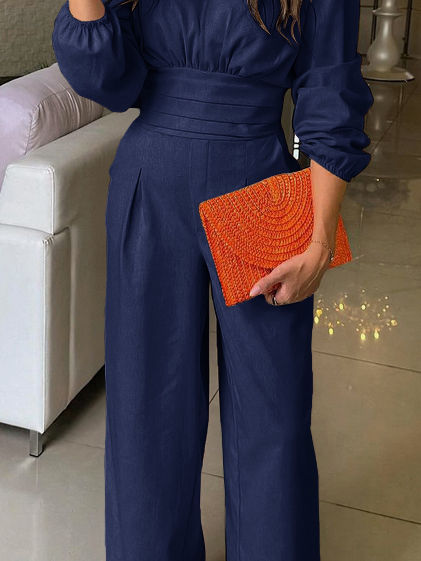 Women V-Neck Culotte Jumpsuit