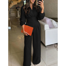 Women V-Neck Culotte Jumpsuit