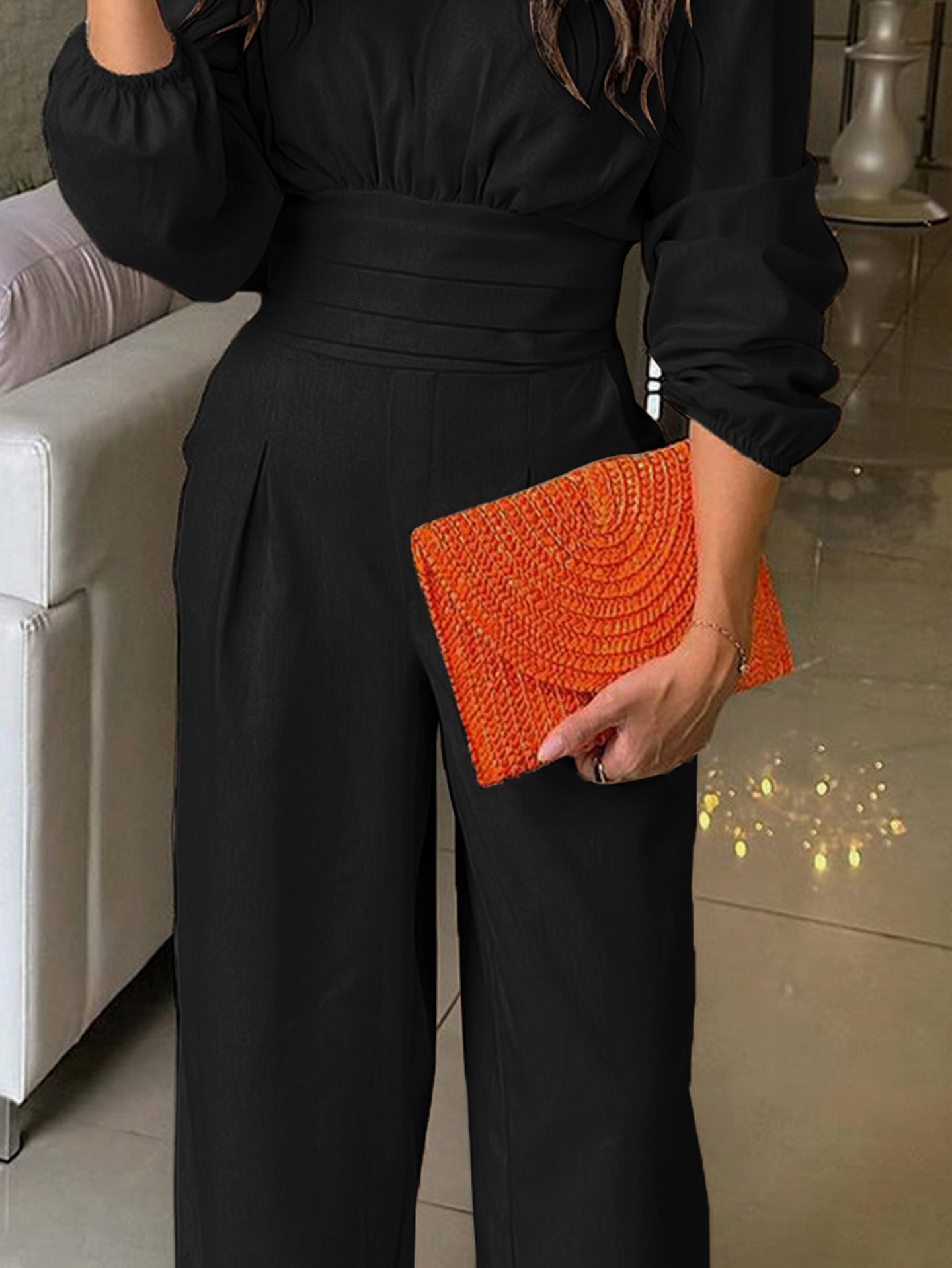 Women V-Neck Culotte Jumpsuit