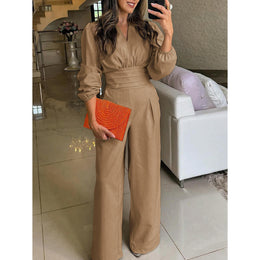 Solid V-Neck Jumpsuit