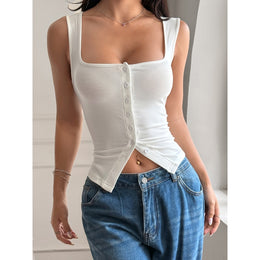 Square Neck Fitted Crop Top