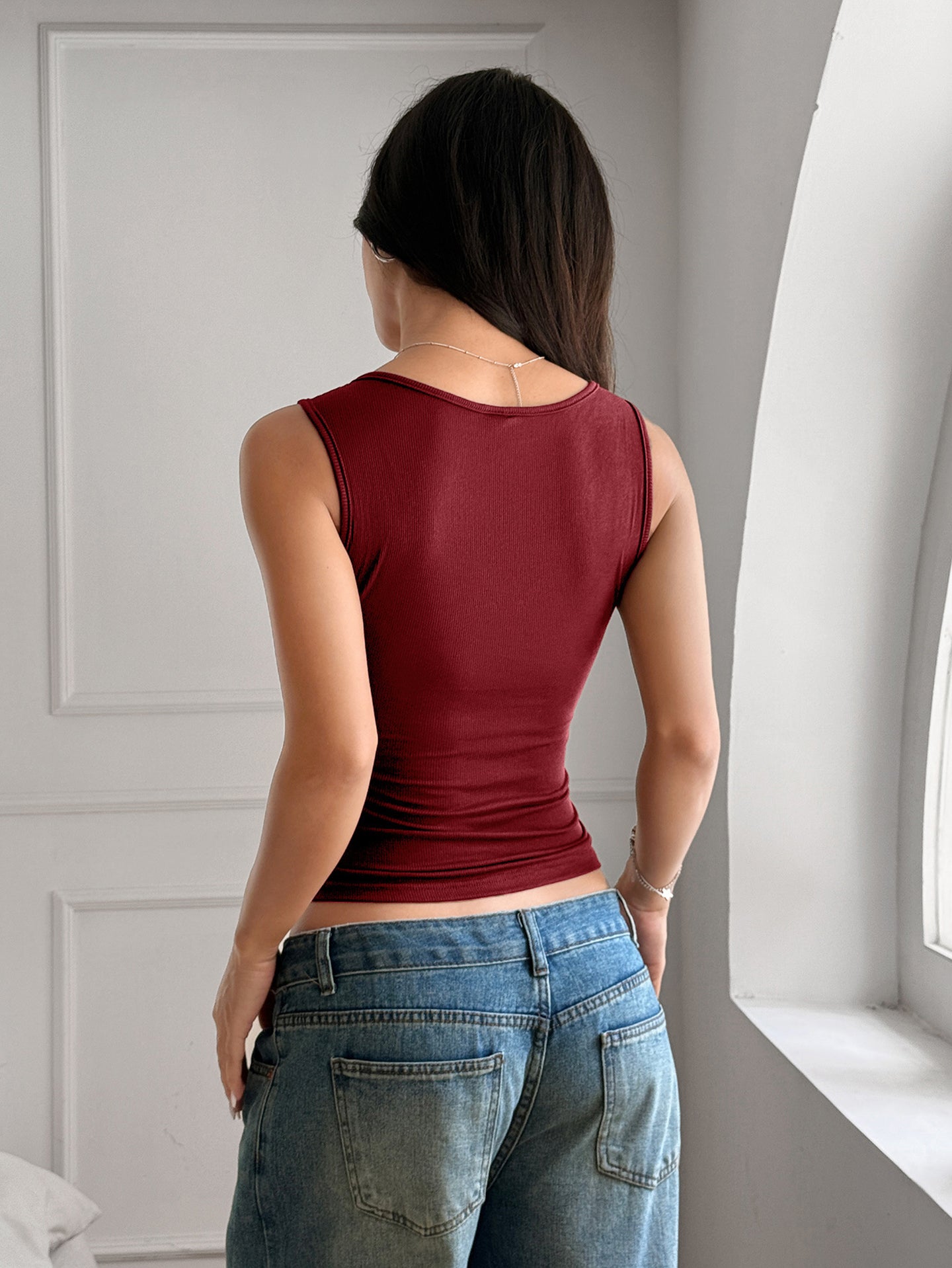 Women Ribbed Fitted Crop Top