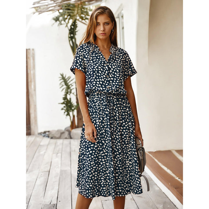 Polka Dot Print Crepe Fit & Flare Dress