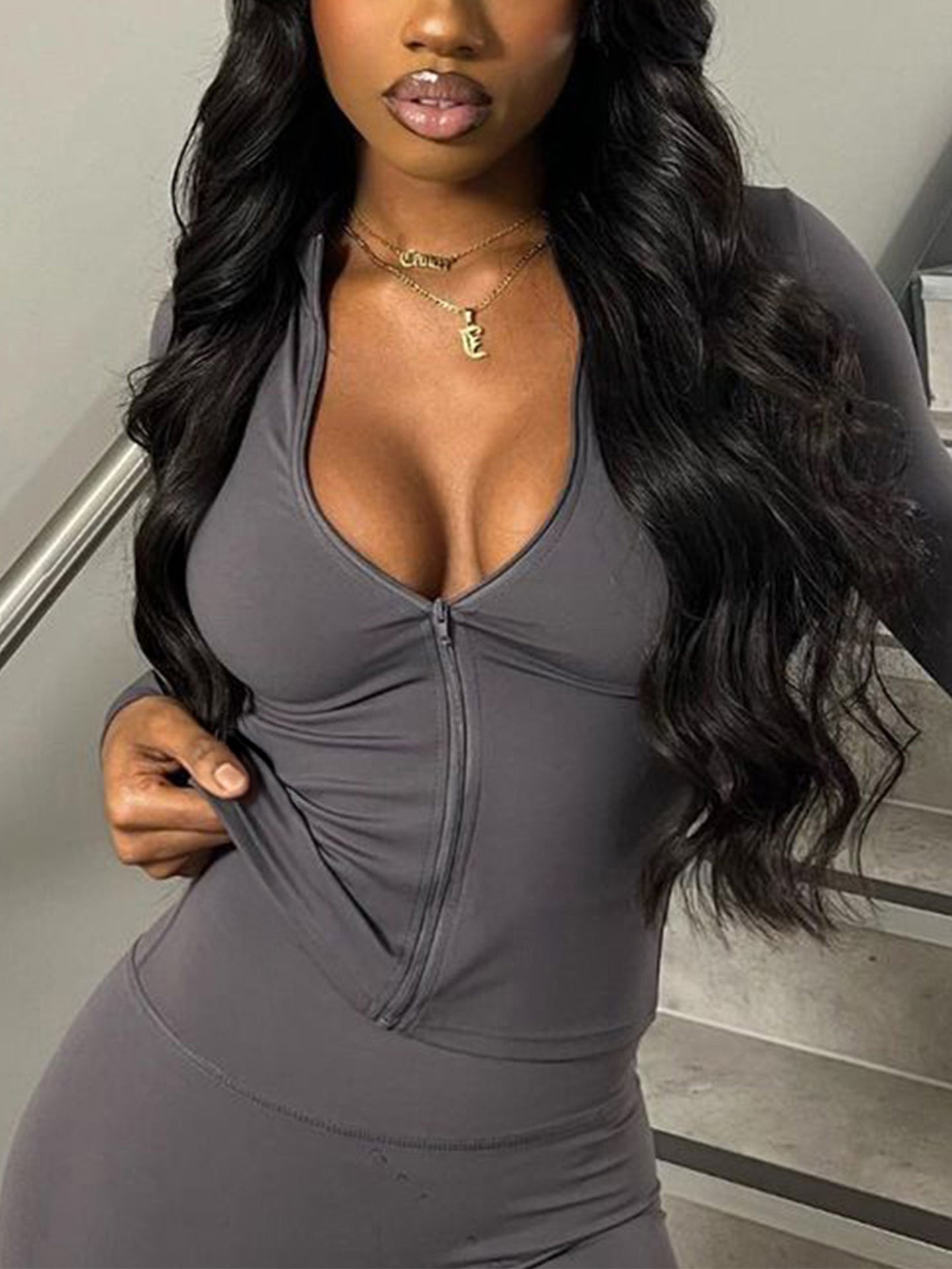 Women Solid Long Sleeves Fitted Top