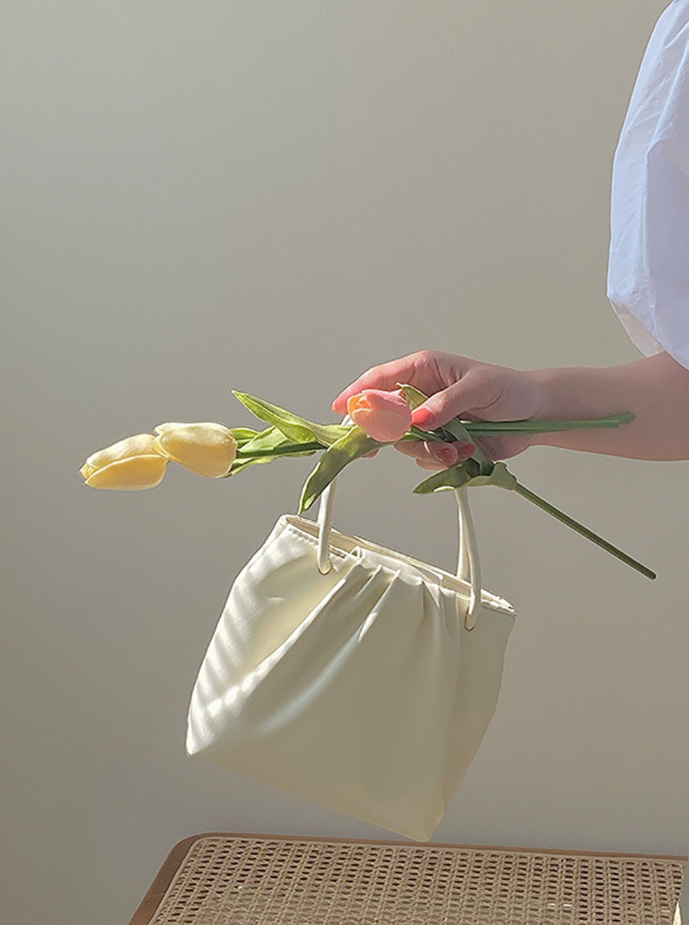 Handheld Bag with Bow Detail