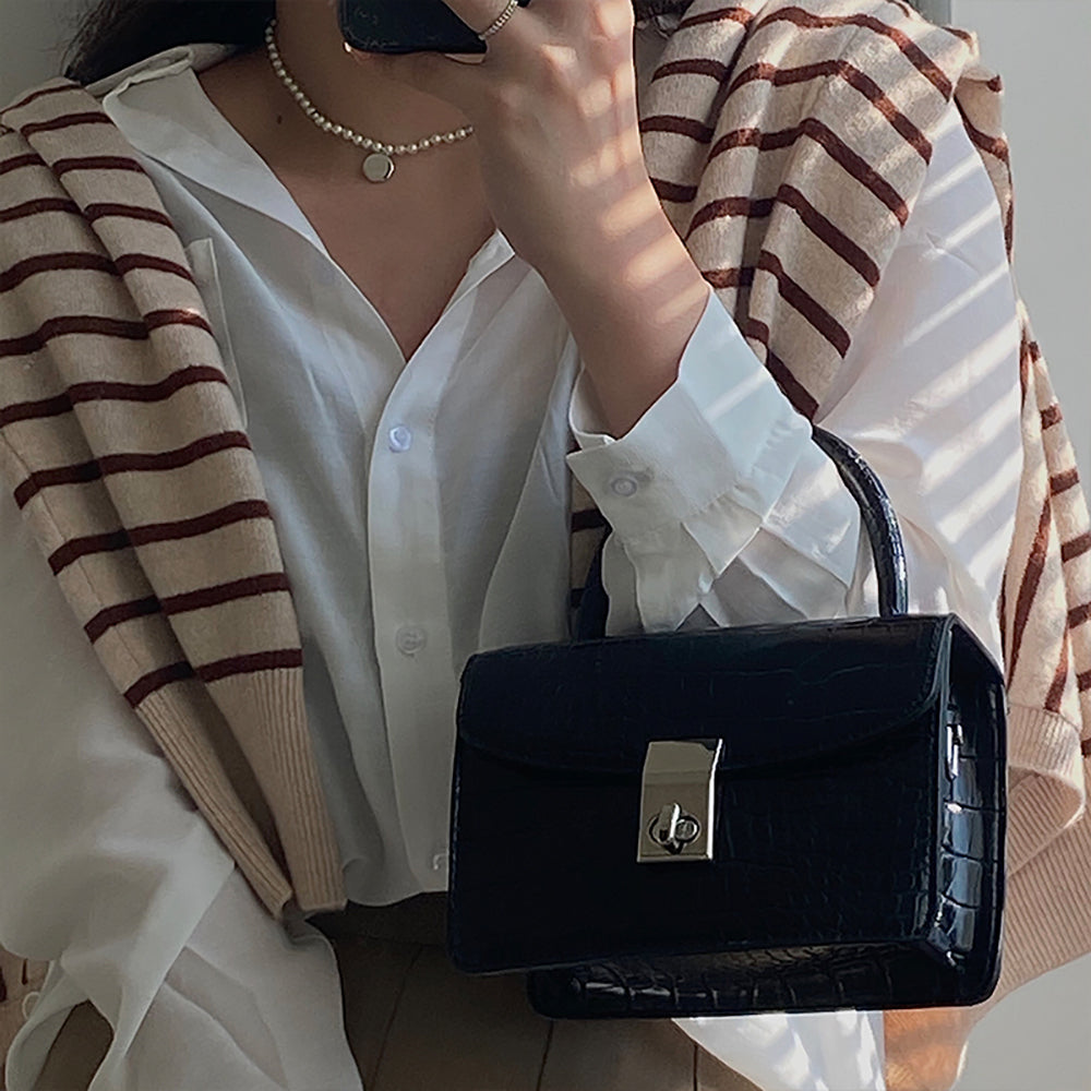 Textured PU Bucket Sling Bag with Quilted