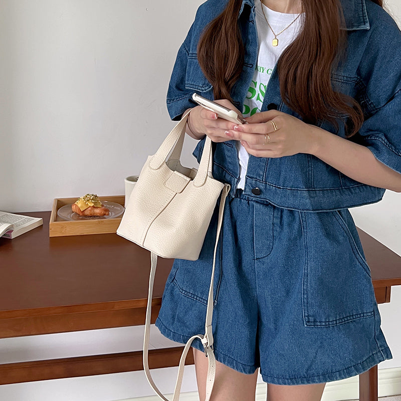 White Solid Two Handles Sling Bag