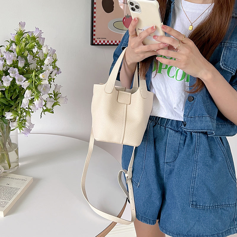 White Solid Two Handles Sling Bag