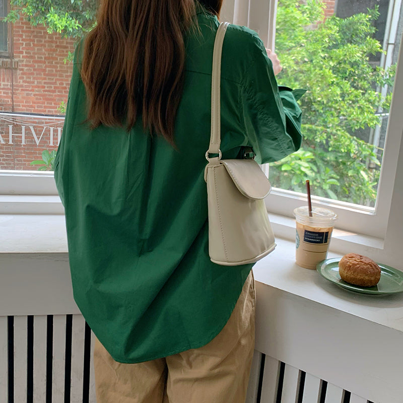 Off White Solid One Handle Sling Bag