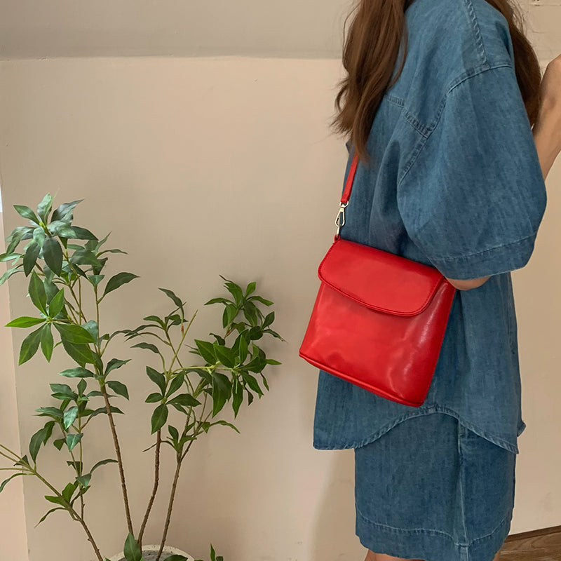 Red Solid One Handle Sling Bag