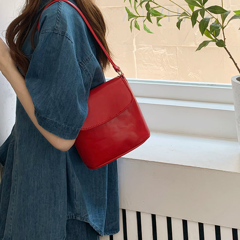 Red Solid One Handle Sling Bag